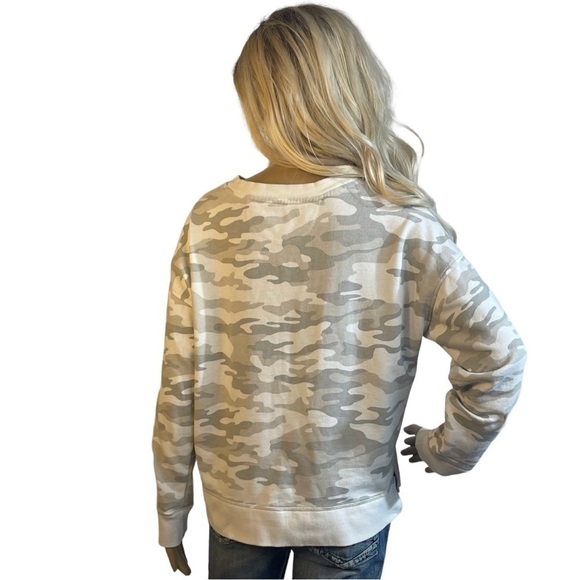 CALVIN Klein Light Tan/Light Green Camo Notch Neck Sweatshirt - Picture 5 of 8